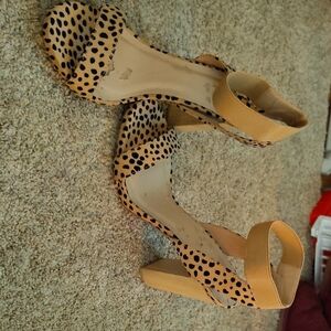 Leopard Print Block Heel Sandals